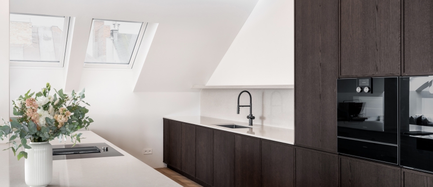 The Kitchen at the Heart of a Mezzanine Apartment